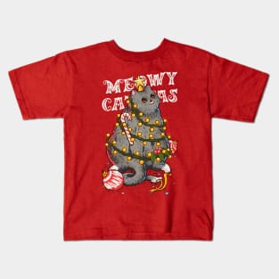 Meowy Catmas - Meowy Christmas Cat tree Kids T-Shirt